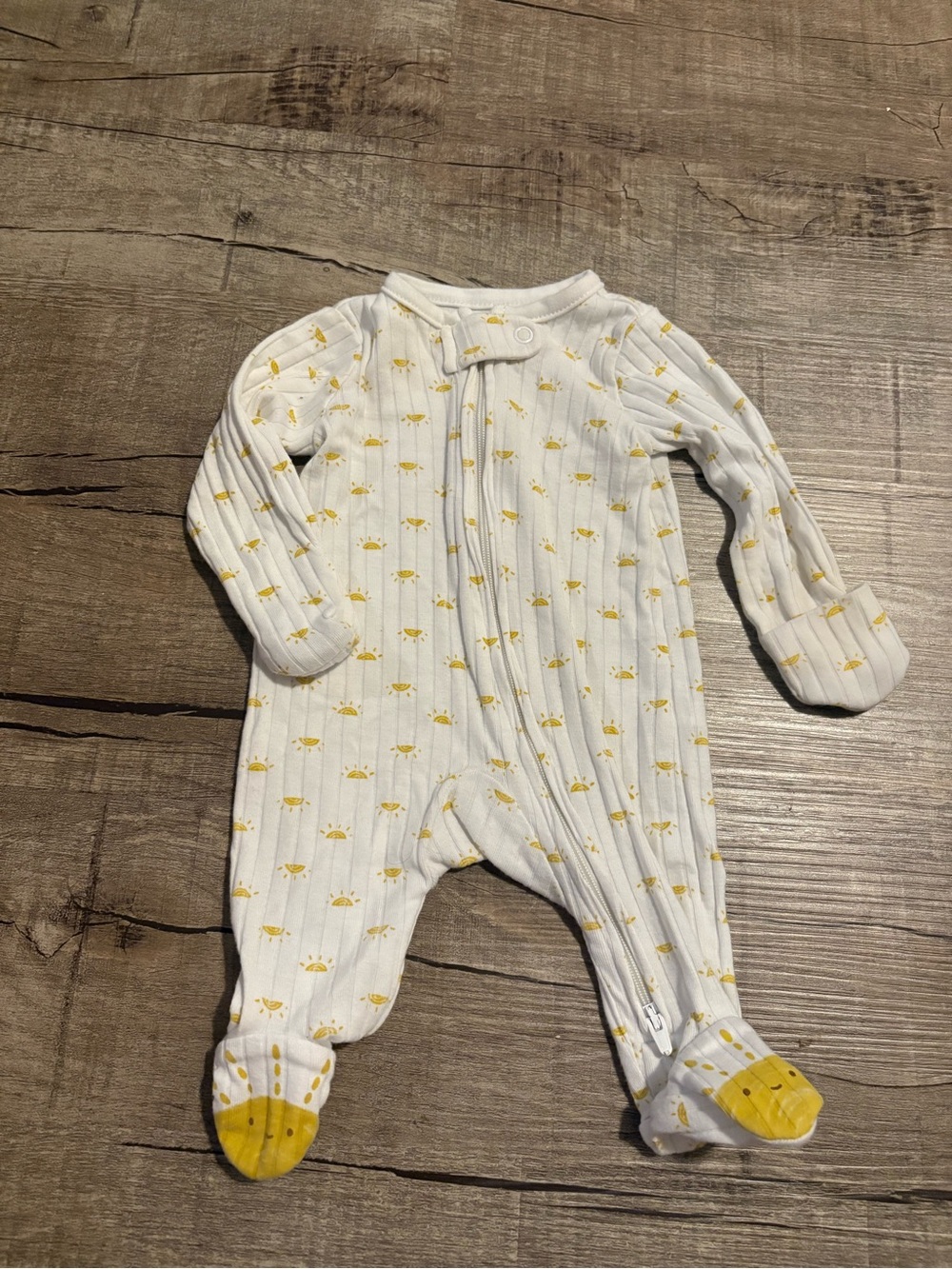 White & Yellow Baby Footed One-Piece - Sunny Print